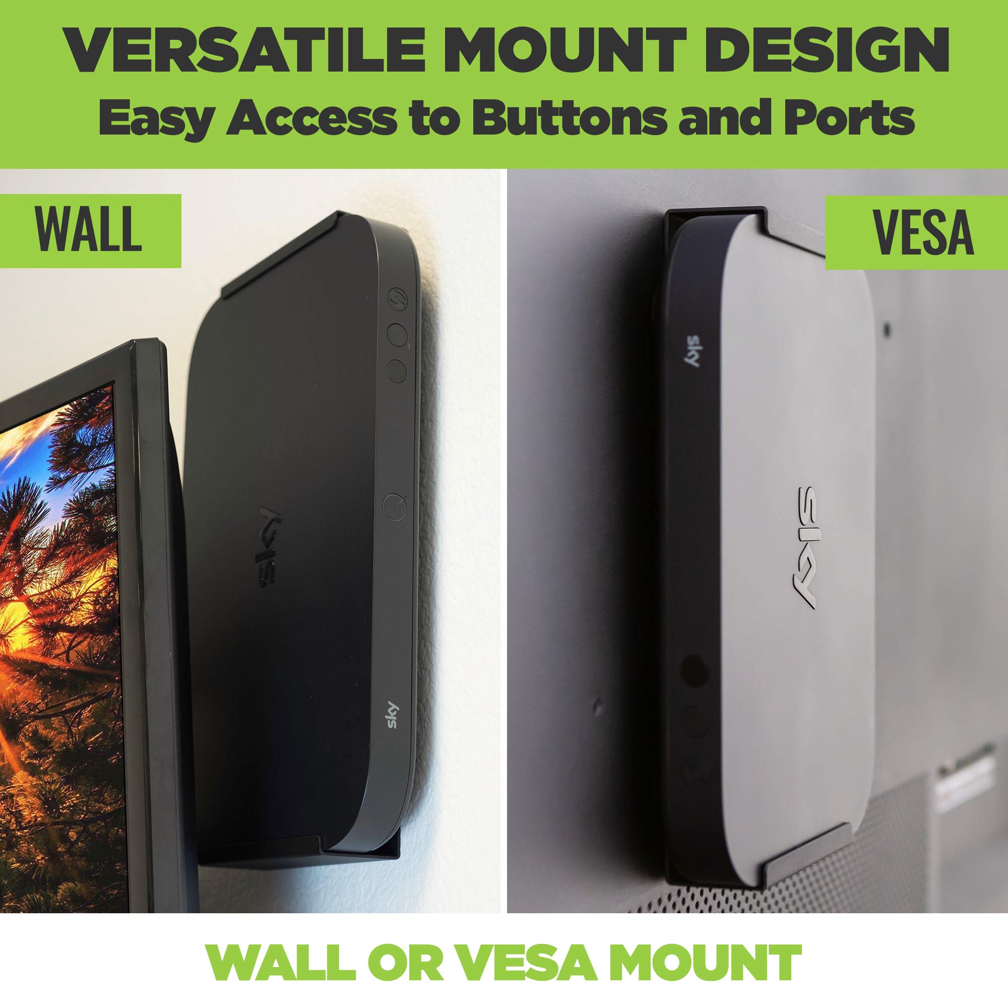 HIDEit Mounts Sky Q Wall Mount, Black Steel Wall Mounting Bracket for