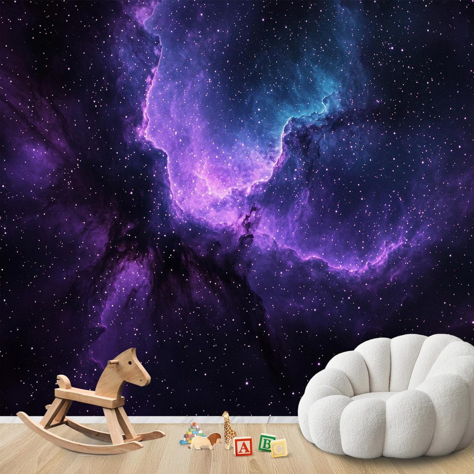 hgjdjhnf Photo Mural - Wallpaper Space Galaxy Purple Modern Wall Living Room Bedroom Children's Room Wall Decoration Motif,400cmx280cm Poster - Wall Sticker - Frameless Picture