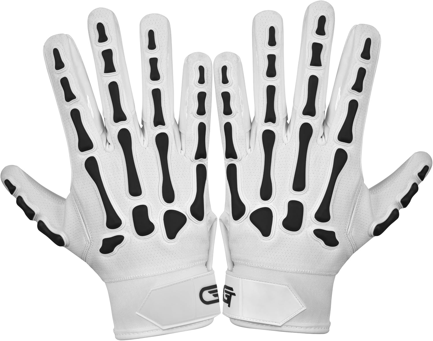 Glorious Traders Youth Football Gloves American Wide Receiver Injected Bones Football Gloves for Adult Men Women & Boys with Super Sticky Silicone Grip Palms