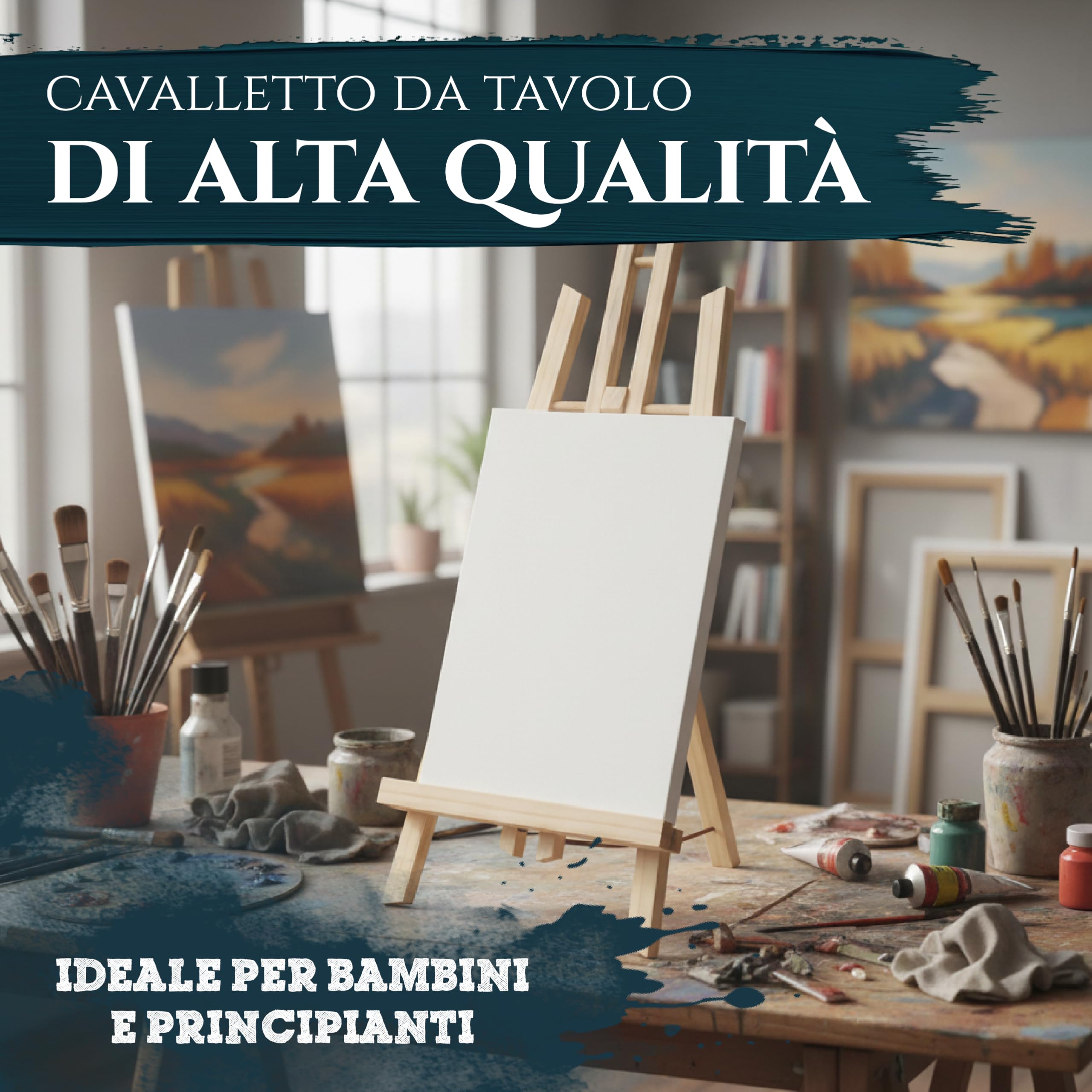 Artina Cavalletto Pittura da Tavolo London per artisti Adulti e Bambini - cavalletto in Legno Massiccio di Pino Leggero da trasportare - cavalletto per Tele