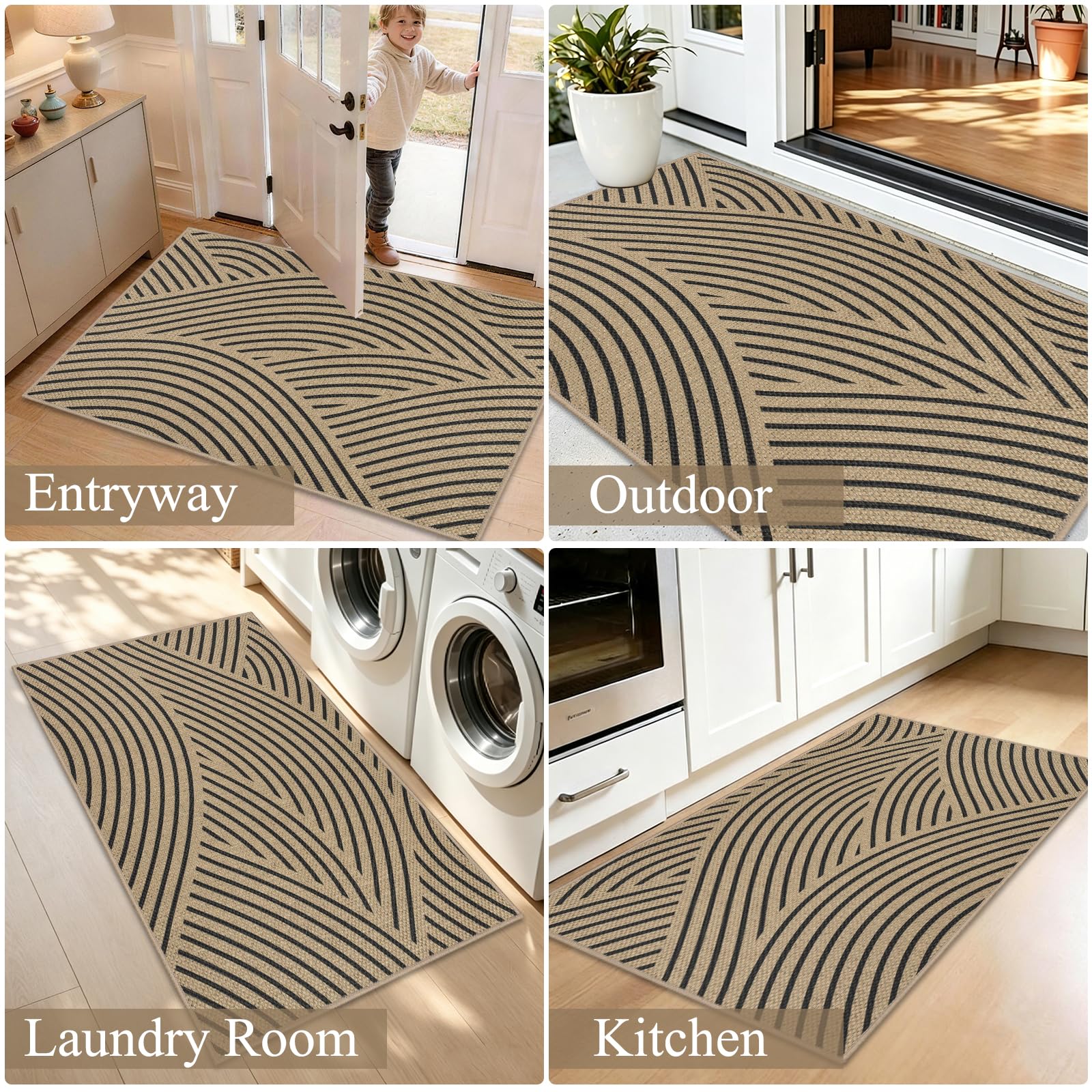 Famibay Tapis Entree Interieur 80x120cm Antidérapant Paillasson Interieur Entree Absorbant Lavable Fin Tapis De Porte Entrée Cuisine Couloir