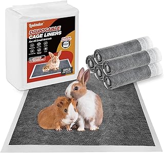 Disposable Guinea Pig Bedding Cage Liners, Guinea Pig Pee Pads Bedding with Charcoal Odor Control, Super Absorbent Bedding Cage Liners for Small Animals, Rabbits, Hamsters Cage Accessories
