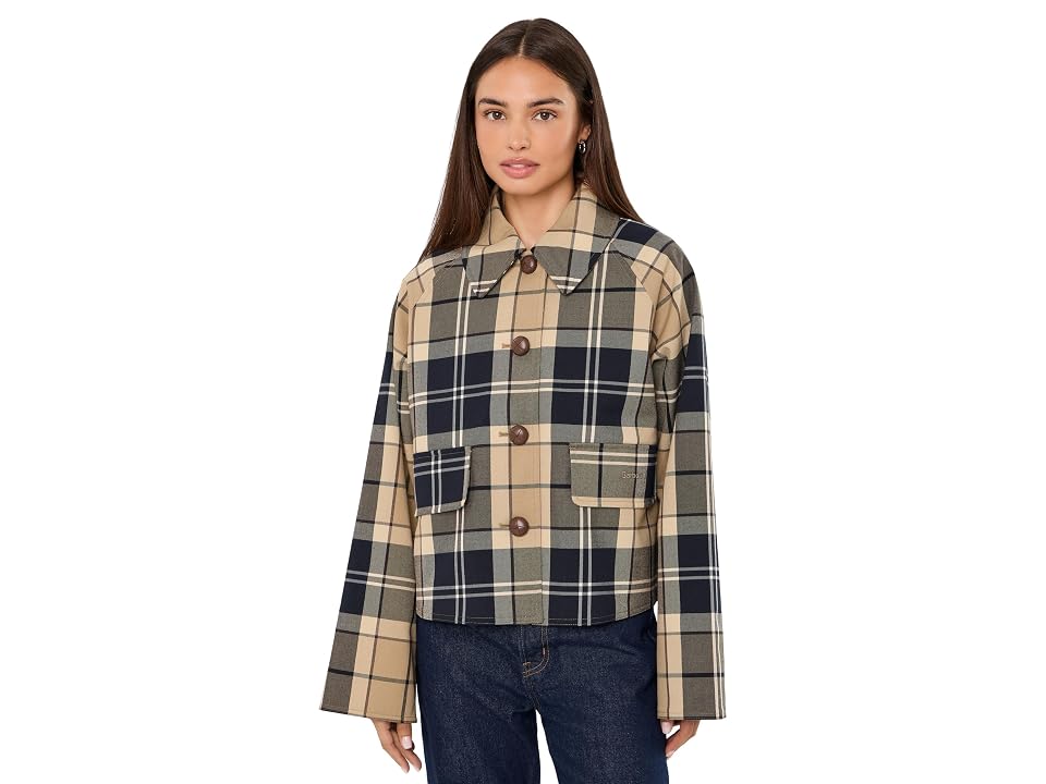 Barbour Delilah Checked Showerproof Jacket Women's Coat Birchwood Dress: 2, Elastane/polyester/viscose