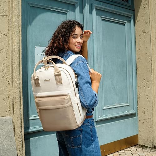 Miniatura 9 de LOVEVOOK Mochila para laptop para mujeres y niñas, bolsa para laptop de 15.6 pulgadas con puerto USB, mochila impermeable para estudiantes, mochilas
