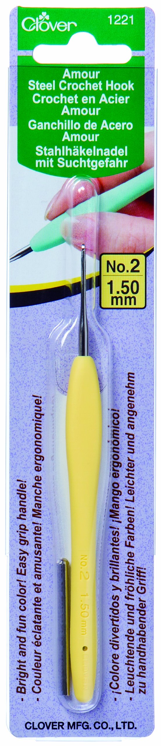 Amazon.com: Clover 1221 Amour Steel Crochet Hook No. 2, 1.50mm