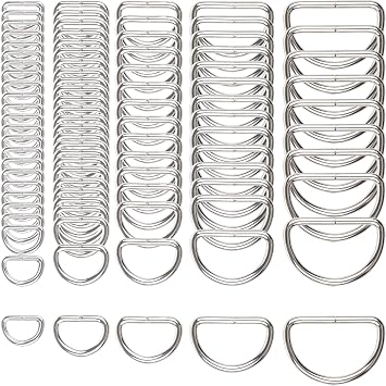 Gwybkq D Rings for Sewing, Metal D Ring - Set of 90