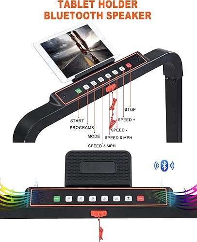 Miniatura 8 de ECHANFIT Caminadora 2 en 1 para debajo del escritorio con altavoz Bluetooth, almohadilla eléctrica plegable de 2.5 HP con 12 programas