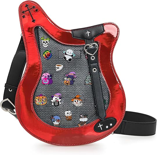 Rock Metal Guitar Ita Bag Crossbody Shoulder Bags Kawaii Cute Clear Window Pin Insert with a Removeable Strap