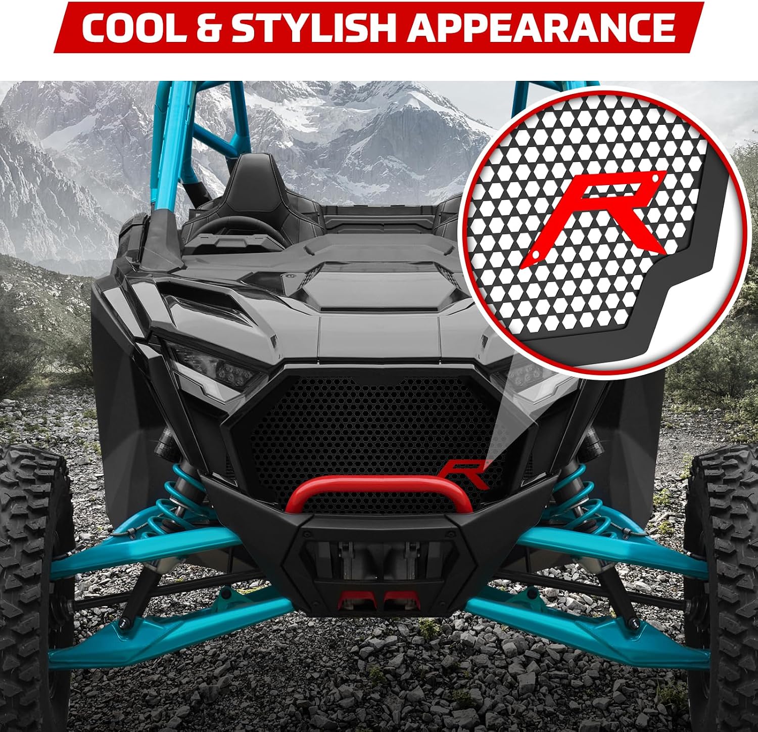 Front Mesh Grill for RZR PRO, Black Iron Front Grille for Polaris RZR PRO XP/PRO R/PRO S 2025 2026+ Accessories, Replace OEM #5465595-070, #5459950-070