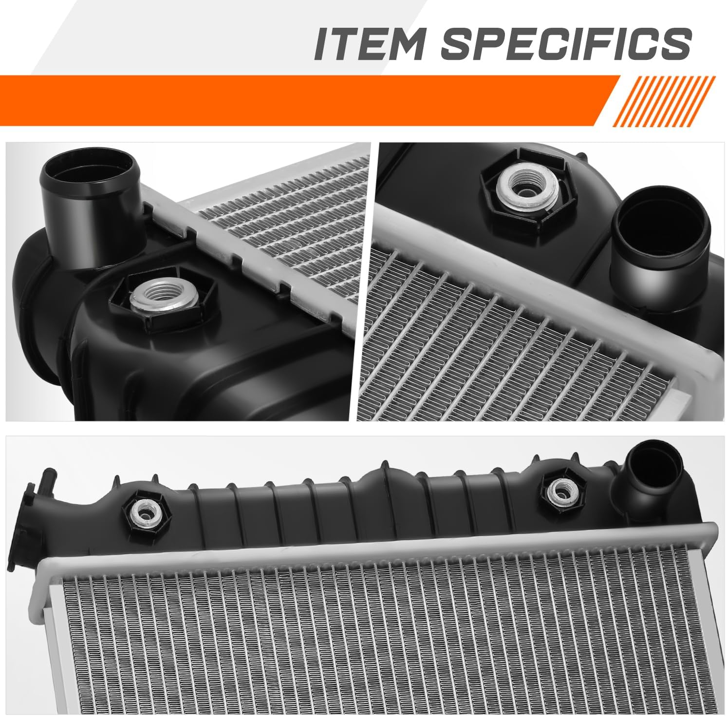 PM PERFORMOTOR DPI 1047 Cooling Radiator Replacement Compatible with 89-94 Buick Century Chevy Celebrity Oldsmobile Pontiac 3.1L 3.3L V6, 26-3/8" W X 17" H X 1-1/4" D, 1-5/16" / 1-9/16" Inlet/Outlet