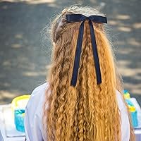 Vista 5 de Accesorios para el cabello, pinzas de pasador de borla de color negro, rojo, blanco, azul marino, lazos franceses de cola larga para mujeres