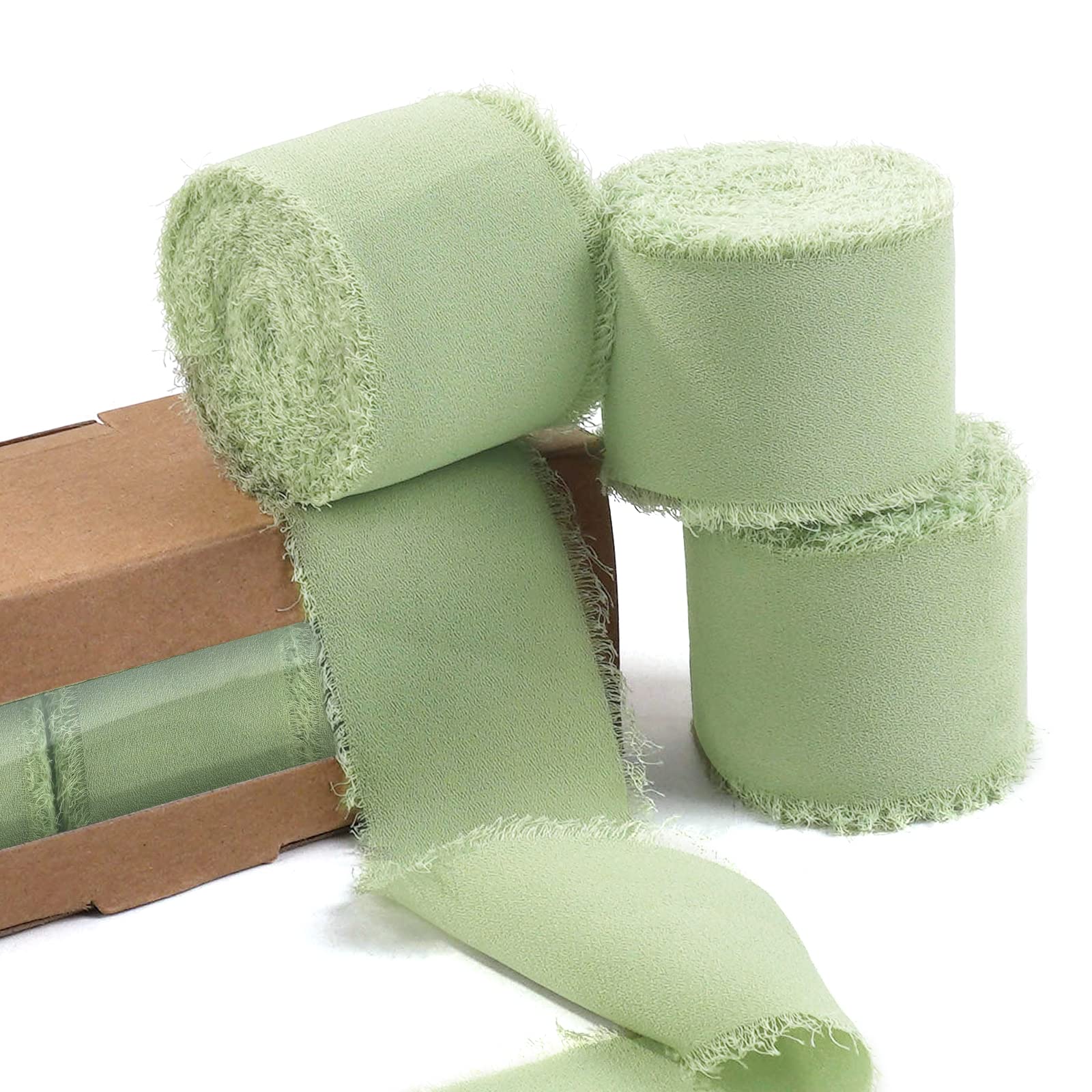 MORSUNBELA Ruban En Mousseline De Soie Lot De 25 Mm X 19,2 Mètres, Ruban Cadeau Pour Mariage, Idée De Fêtes D'anniversaire De Noël, Bouquet De Fleurs, Gris Bleu, 3 Rouleaux