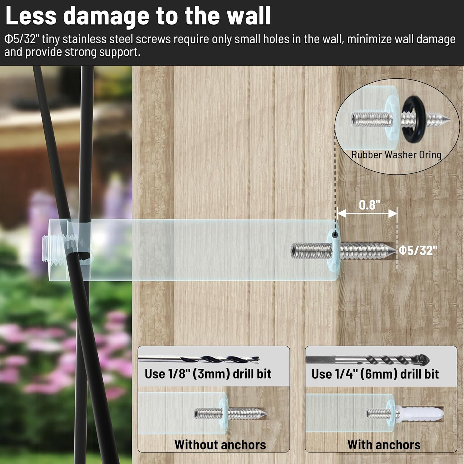 20Pcs Heavy Duty Cross Cable Clamp + Cutter + 20Pcs Black Cylindrical Standoffs + 65ft Vinyl Coated Cable | Acemaker Wire Trellis for Climbing Plants Outdoor