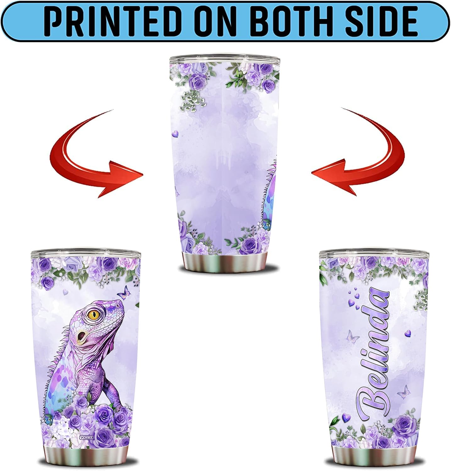 Personalized Lizard Tumbler Gifts for Women Girls 20oz Insulated Stainless Steel Travel Mug Water Bottle With Lid Custom Name Coffee Cup Gift for Sister Daughter - Image 6