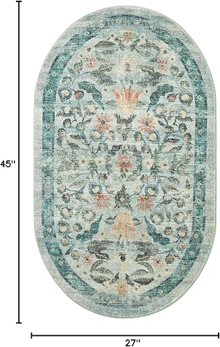 Miniatura 2 de Loloi Rifle Paper Co. Courtyard Collection COU-03 Salvia 2 pies 3 pulgadas x 3 pies 9 pulgadas Alfombra decorativa con CloudPile