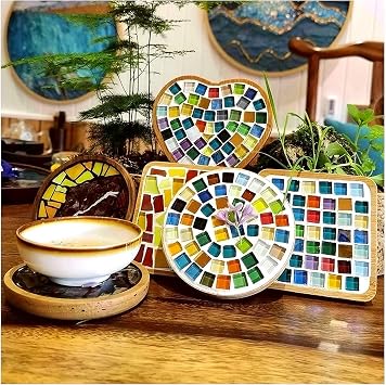 100 Pieces Bulk Mosaic Tiles Assorted Color Opaque Mosaic Glass Crafts Supplies for DIY Picture Coaster Home Mosaic Decoration(1x1cm,Green Series)