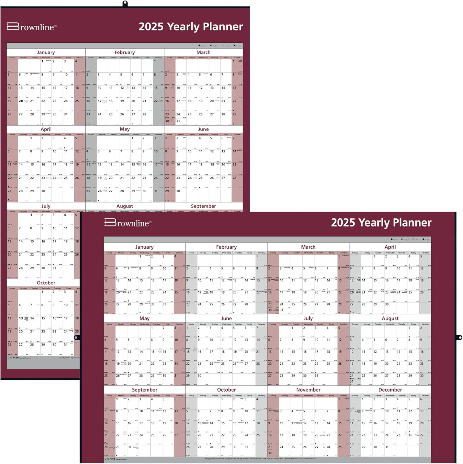 Brownline® 2025 Yearly Reversible/Erasable Wall Calendar, 12 Months, January to December, Horizontal/Vertical, 32" x 48", Laminated (C177468-25)