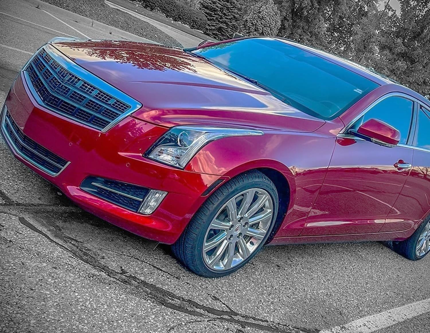 iJDMTOY Black-Out Dark Smoked Front Bumper Side Marker Light Housings, Compatible With 2013-2014 Cadillac ATS, 2017-up Cadillac XT5; Compatible With 2019-up Chevy Blazer