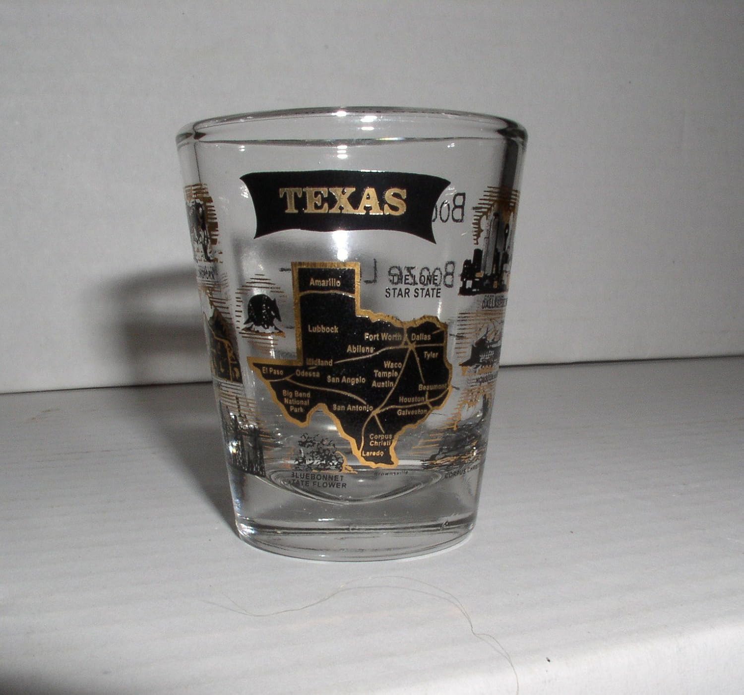 BLACK AND GOLD TEXAS SHOT GLASS ONE OUNCE Shot Glasses
