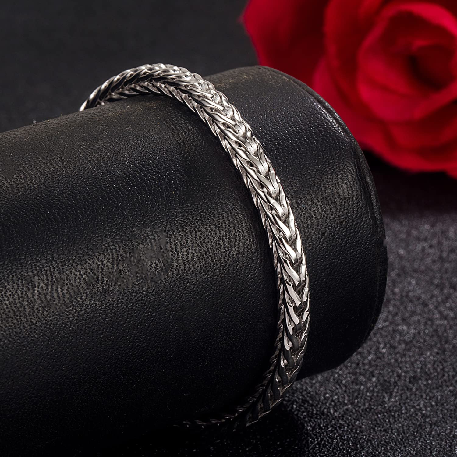 Dankadi Bracciale cubano Chopin sottile larghezza 4 mm in argento Sterling 925, catena a maglia fine stile rock, punk, hip pop serpente, regalo di gioielli festa di compleanno per uomo e donna