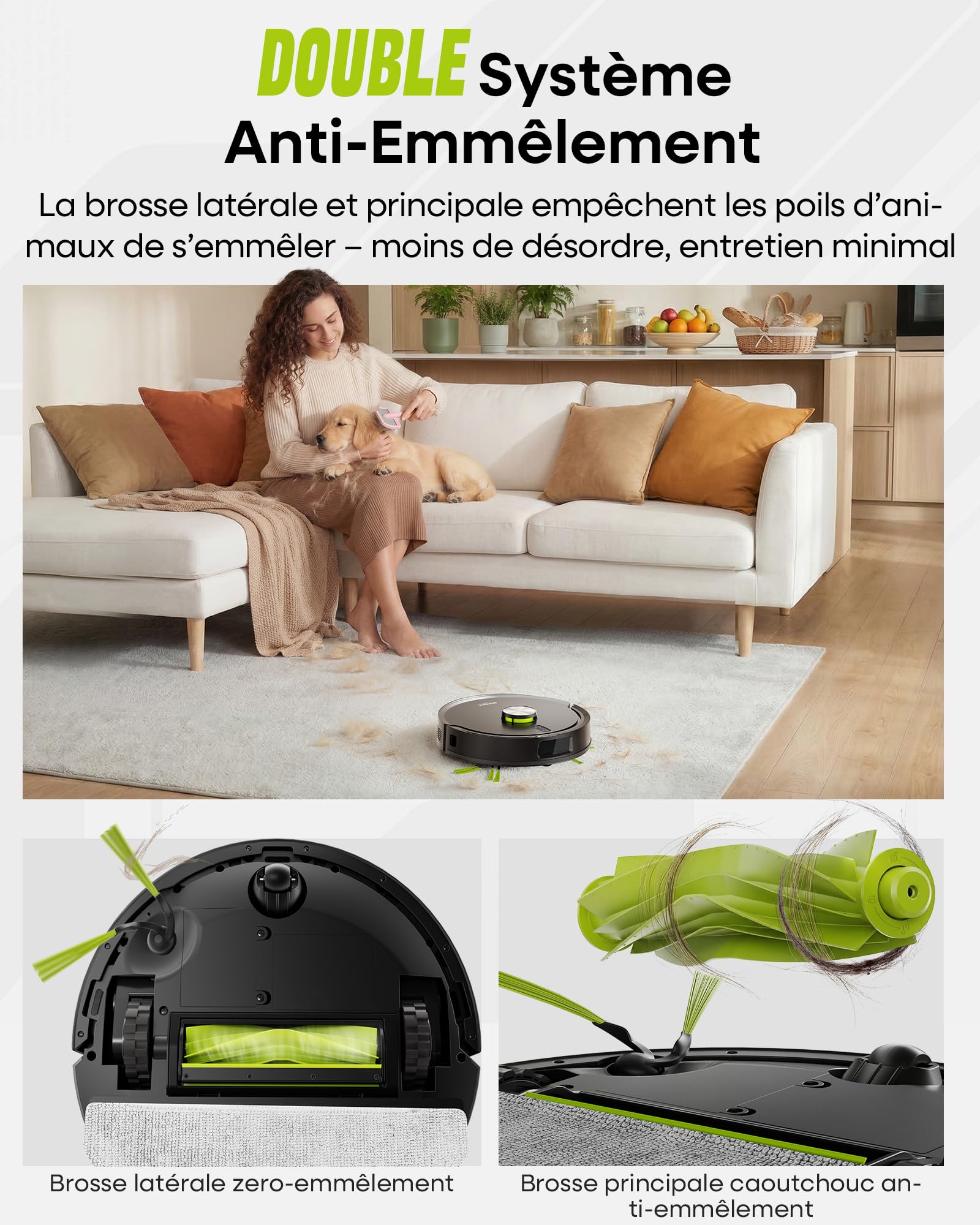 MONSGA Aspirateur Robot 8000Pa, Robot Aspirateur Laveur avec Station Auto-vidage 4L, Plaque de Protection, Navigation LDS, Double Anti-emmêlement pour Cheveux et Poils d'animaux, APP, Contrôle Vocal