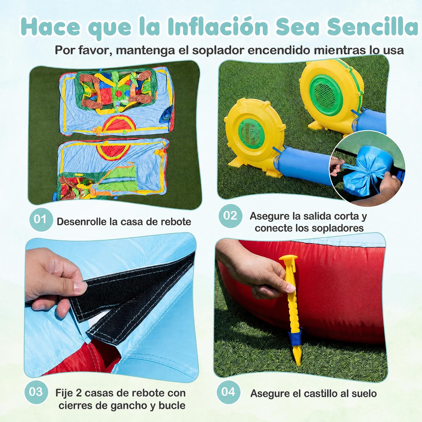 COSTWAY 9 en 1 Castillo Hinchable para Niños de 3-12 Años, sin Soplador