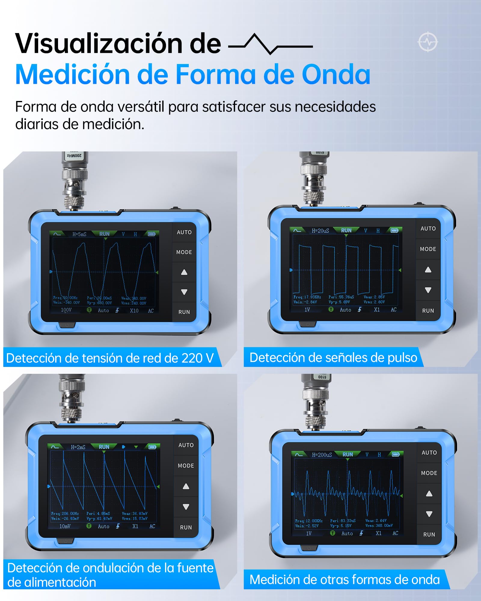 FNIRSI DSO-510 Osciloscopio Portátil/Generador de Señales DDS 2IN1, Osciloscopio Digital Automotriz TFT de 2,8’’, Ancho de Banda de 10MHz, Muestreo de 48MS/s, Disparo Auto/Normal/Único