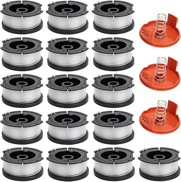 AF-100 String Trimmer Spool Replacement for Black and Decker AF-100 AF-100-3ZP AF-100-BKP 30ft 0.065" Trimmer Line Replacement Spool Compatible with GH600 GH610 GH900 Edger16 Spools+3 Cap+3 Spring