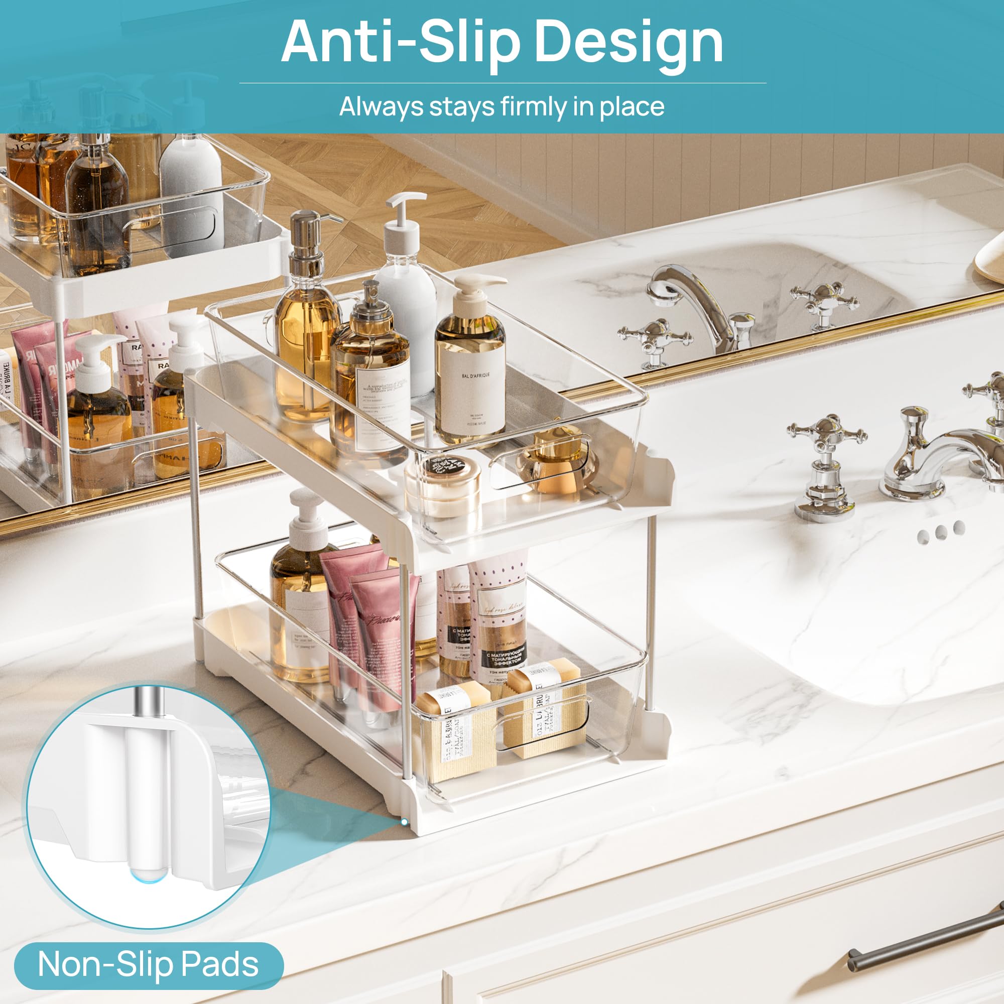 Vtopmart 4 Pack Bathroom Organizer, 2 Tier White Under Sink Vtopmart 4 Pack Bathroom Organizer, 2 Tier White Under Sink