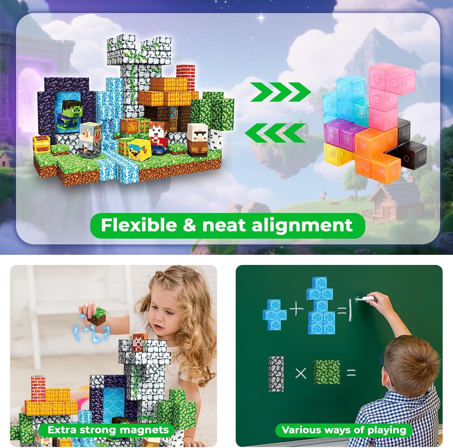 Magneverse Costruzioni Magnetiche per Bambini 200 Pezzi - Magnetic Building Blocks Set Avventura nella Foresta - Giocattoli Montessori STEM per Bambini 3+ Anni - Regalo Creativo per Ragazzi e Ragazze