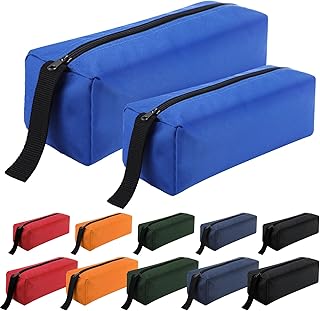 12 Pcs 2 Sizes Tool Bag Oxford Tool Pouches with Zipper 9.84in 11.8in Waterproof Versatile Organizer Pouch Zippered Multipurpose Bags for Organizer Screwdriver Pliers Wrench Scattered Tools, 6 Colors