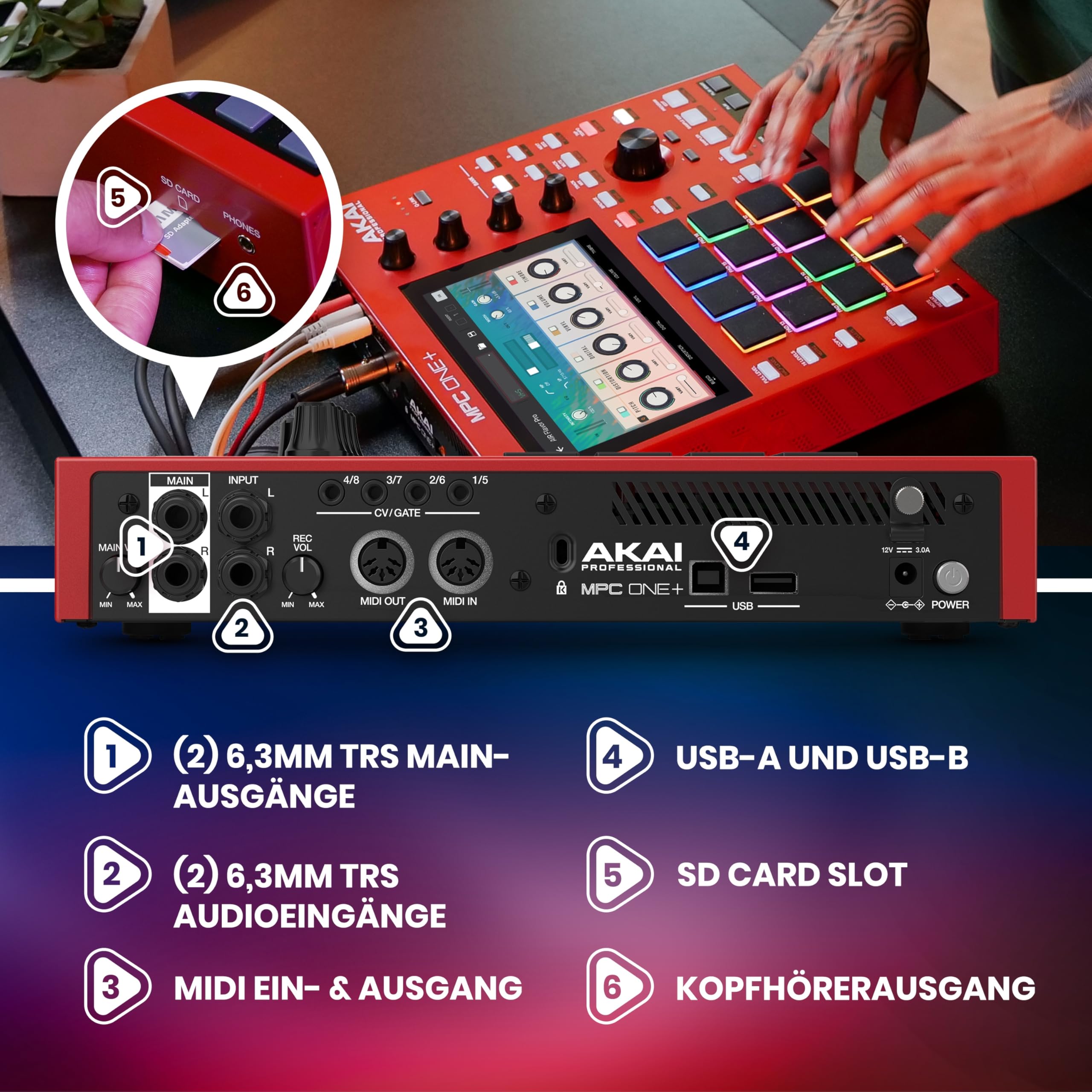 Akai Professional MPC One+ Standalone Drum Machine, Beat Maker und MIDI Controller mit WiFi, Bluetooth, Drum Pads, Synth Plug-Ins, Touchscreen und Native Instruments Integration