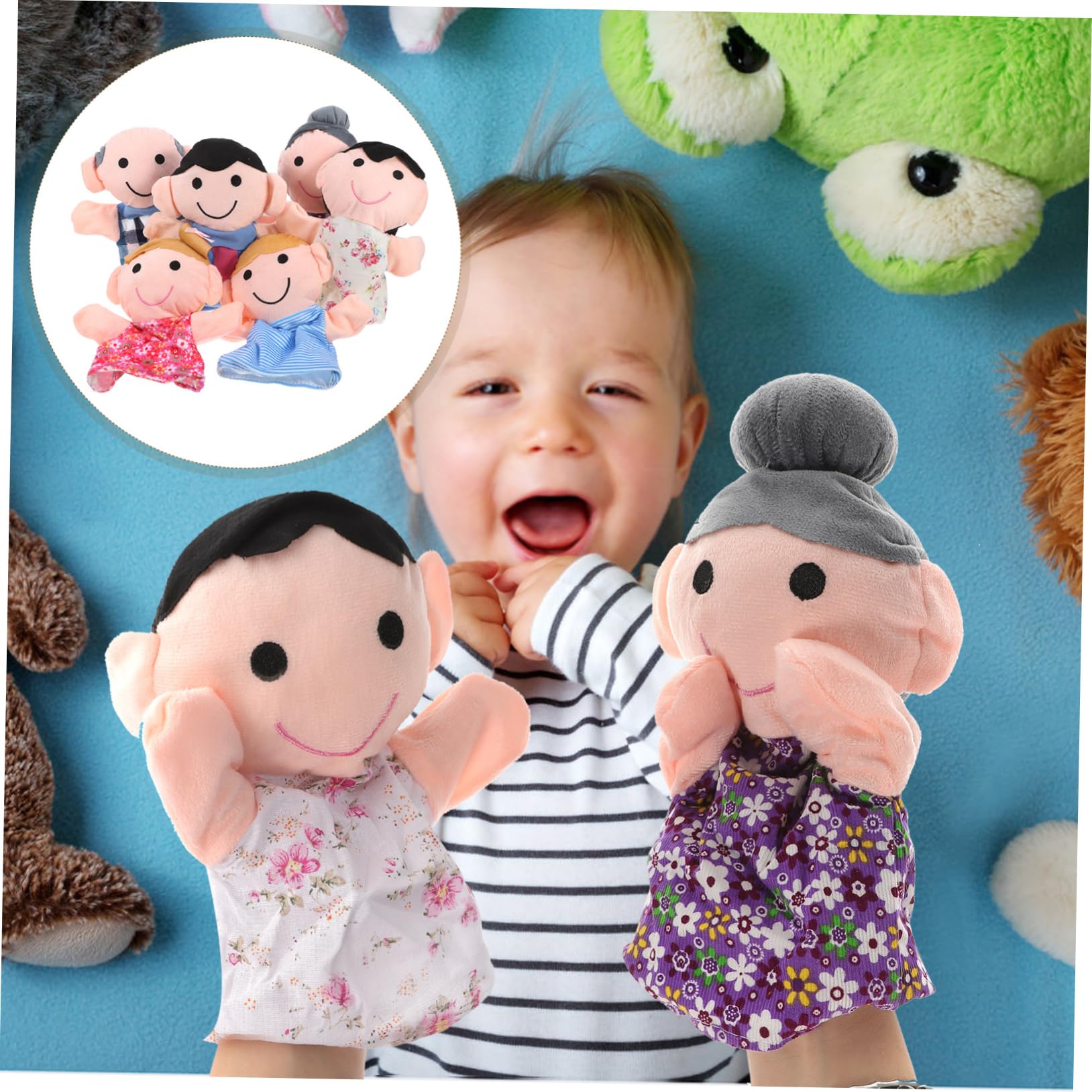 6 Marionetas de Mano Familiares para Niños Pequeños Varios Estilos Tela Ligera, Diseño Creativo Set de 6 Piezas Varios Estilos y Uso en Fiestas o Interacción Familiar