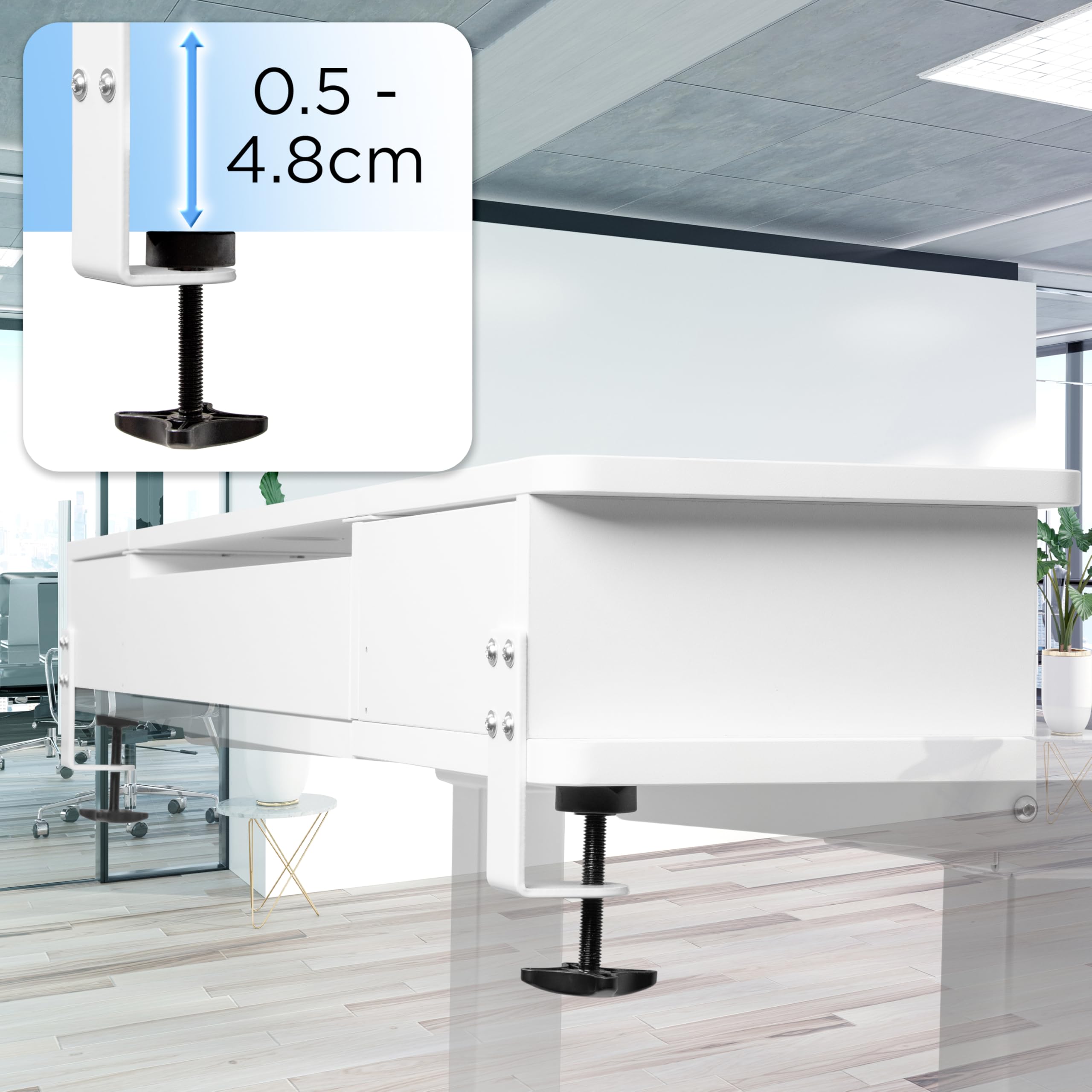 Duronic DD2 WE 120 cm DeskTop Bianco con 2 cassetti | Compatibile con tutti i Desk Top da 120 cm | Accessorio per scrivania | Professionale estetico e organizzato | Superficie per sollevare lo schermo