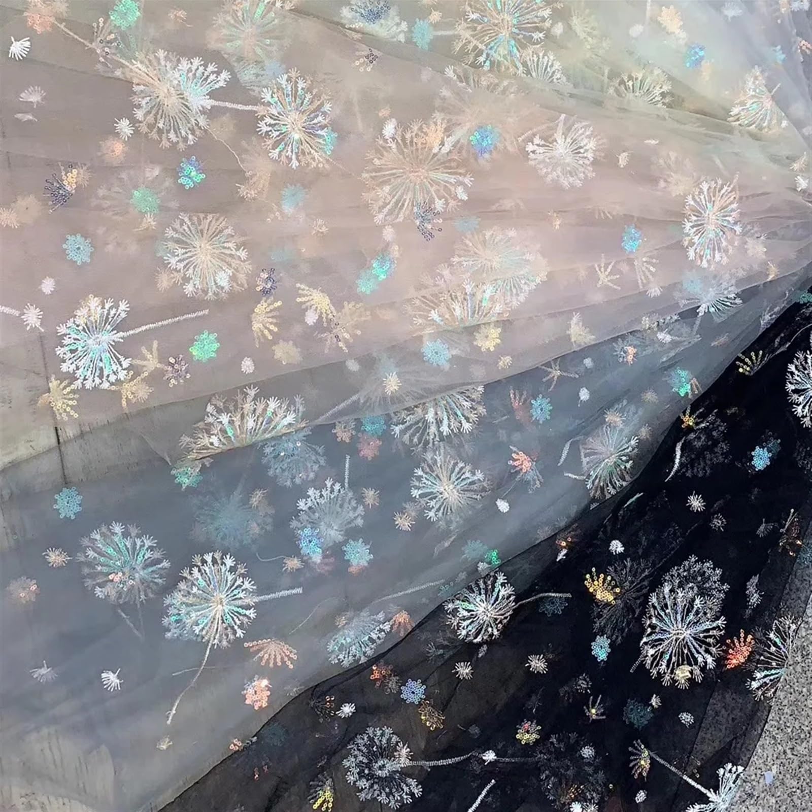 Tela de boda bordada con lentejuelas poliéster y nailon
