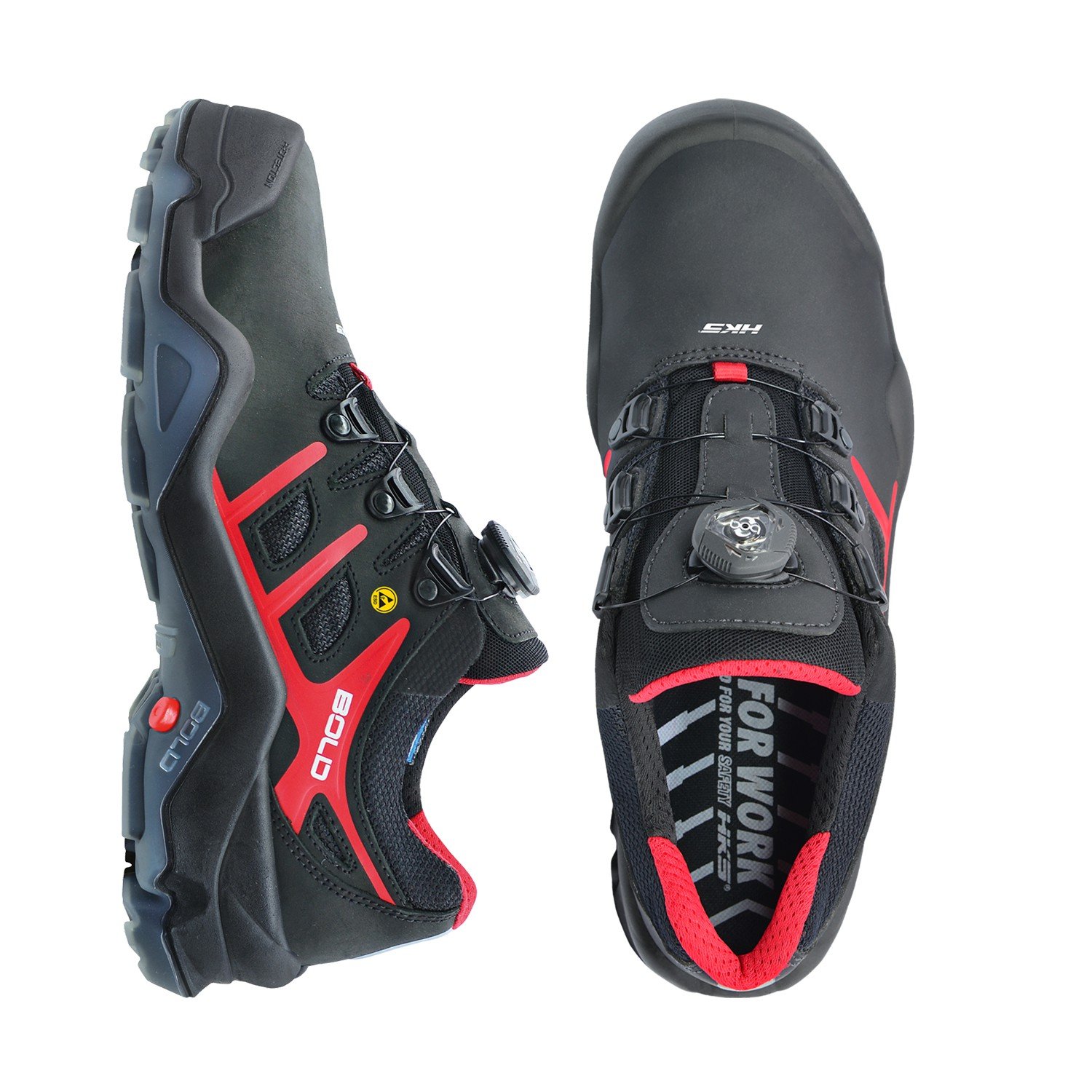 HKS Targa 4 BVTP S3 SRC ESD Boa Sicherheitsschuhe Schwarz/Rot 43 Schwarz/Rot