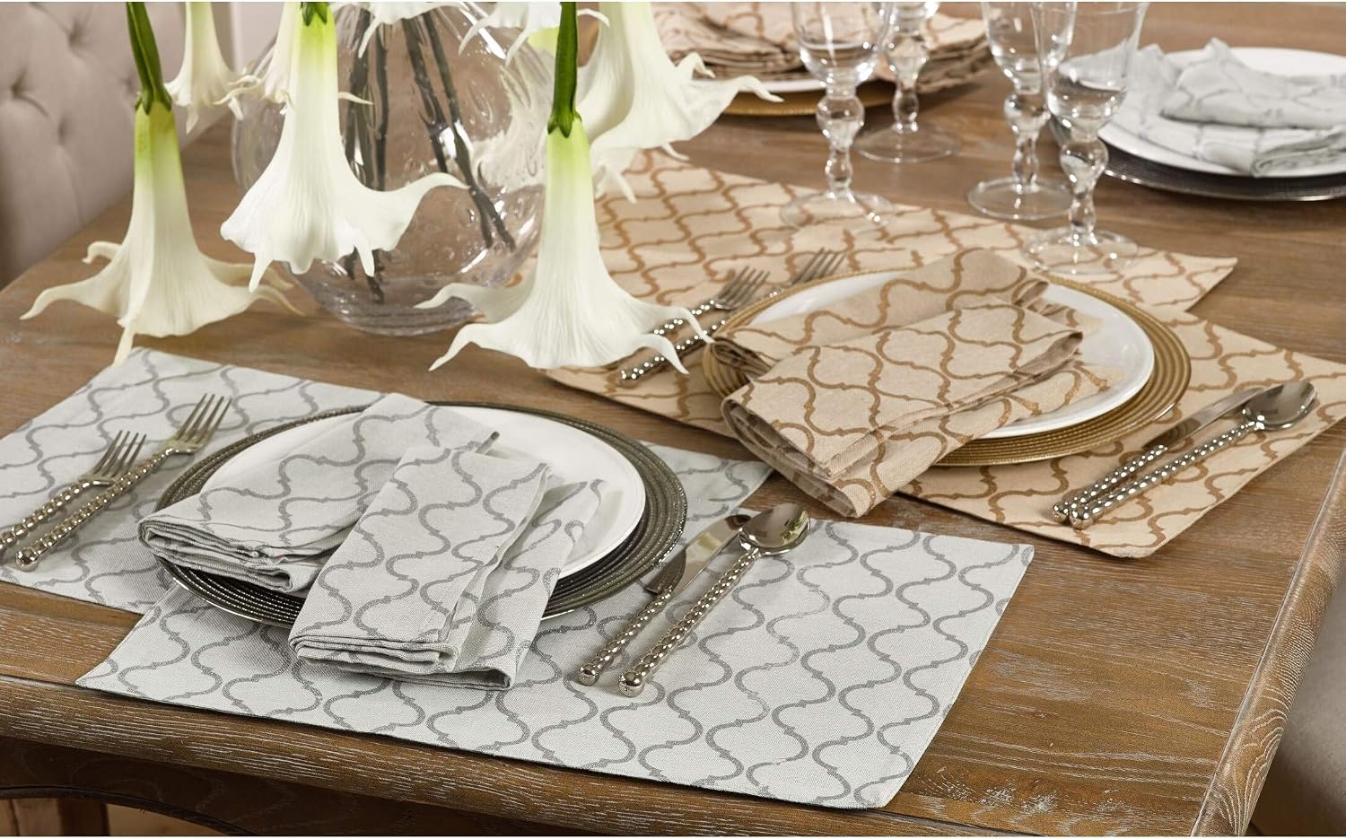 SARO LIFESTYLE Natural Color Printed Design Placemat - 13"x19" Oblong, 4 Ct.
