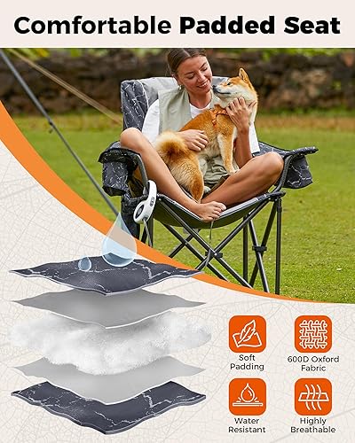 Miniatura 7 de KingCamp Silla plegable de gran tamaño, resistente 450 libras con mesa plegable de bambú, mesa de picnic portátil con bolsa de transporte