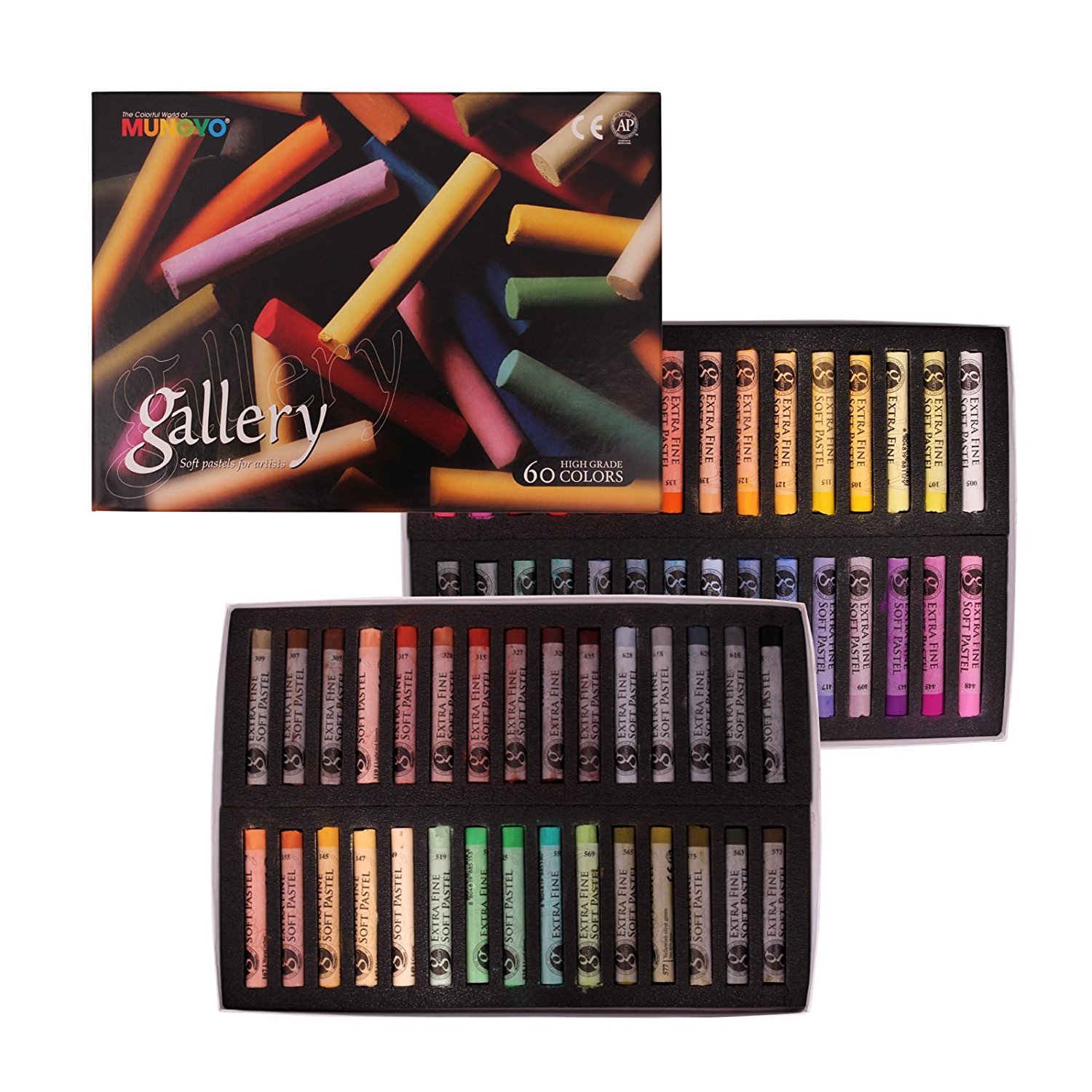 Mungyo Gallery Artists Soft Oil Pastels Set of 60 - Assorted Colors + Epoxy / gem stickers