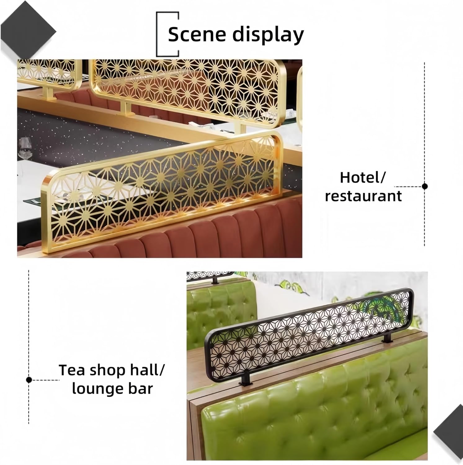 Restaurant Semi-Privacy Glass Screen Panel, Translucent Table Divider, Low Partition Fence for Dining Areas, Bar & Office Countertop, Modern Glass Separator (B1)