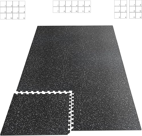 HAPBEAR 12 alfombrillas de 0.56 pulgadas de grosor para equipos de ejercicio de 48 pies cuadrados, tapetes entrelazados de espuma EVA con parte