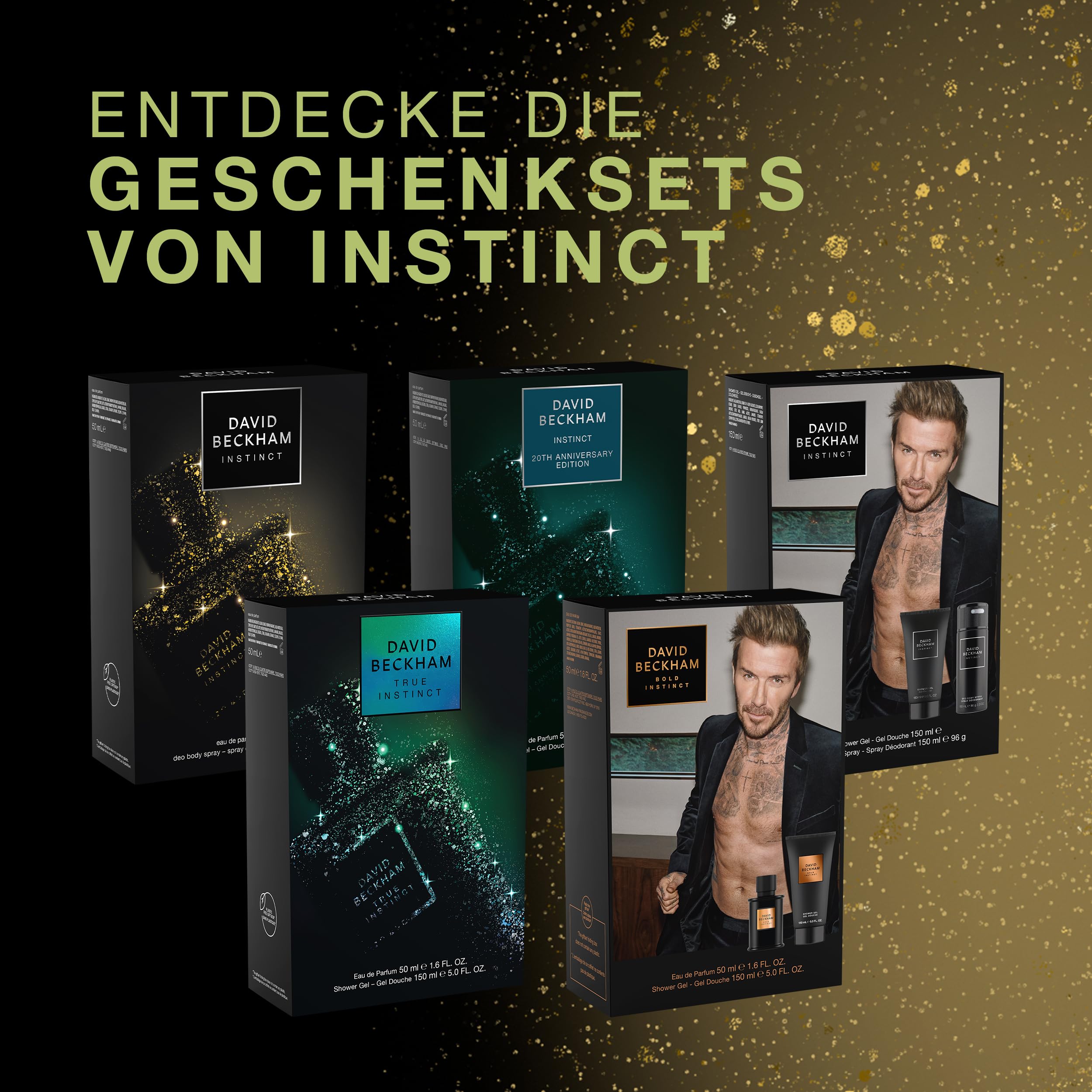David Beckham Instinct Eau de Parfum- und Duschgel-Geschenkset für Männer, fesselnder Fougère-Zitrusduft, 50 ml + 150 ml