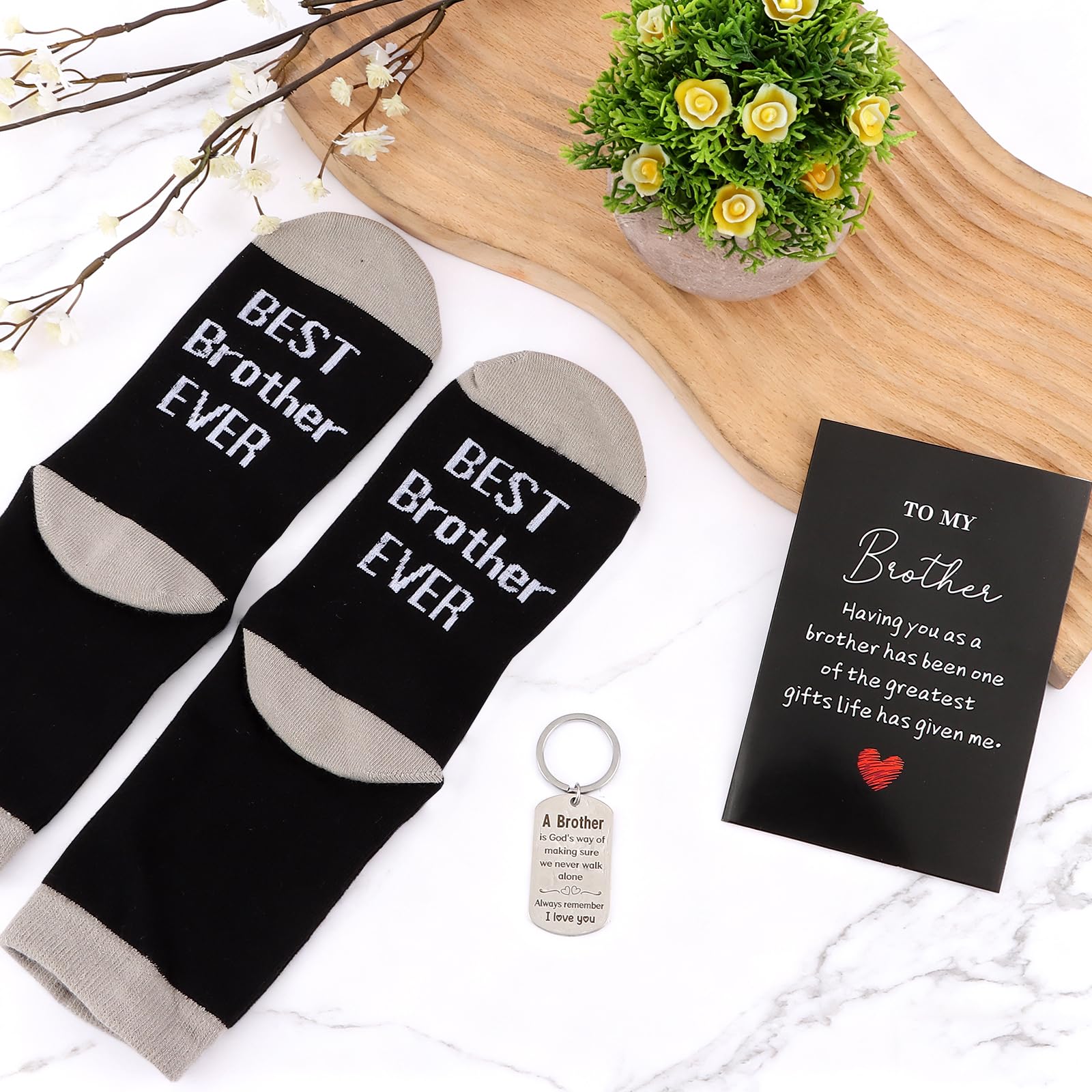 Brother Gifts for Men Christmas Gift Unique Gifts for Brother Including Tumbler Keychain Socks Pen Bracelet Gift Card for Birthday Christmas