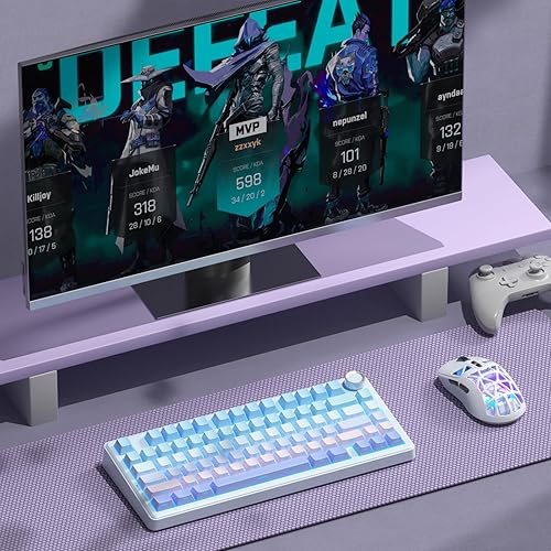 Miniatura 9 de SOLAKAKA Teclado mecánico inalámbrico A75 75%, teclado para juegos intercambiable en caliente con perilla multifunción y RGB, teclado cremoso