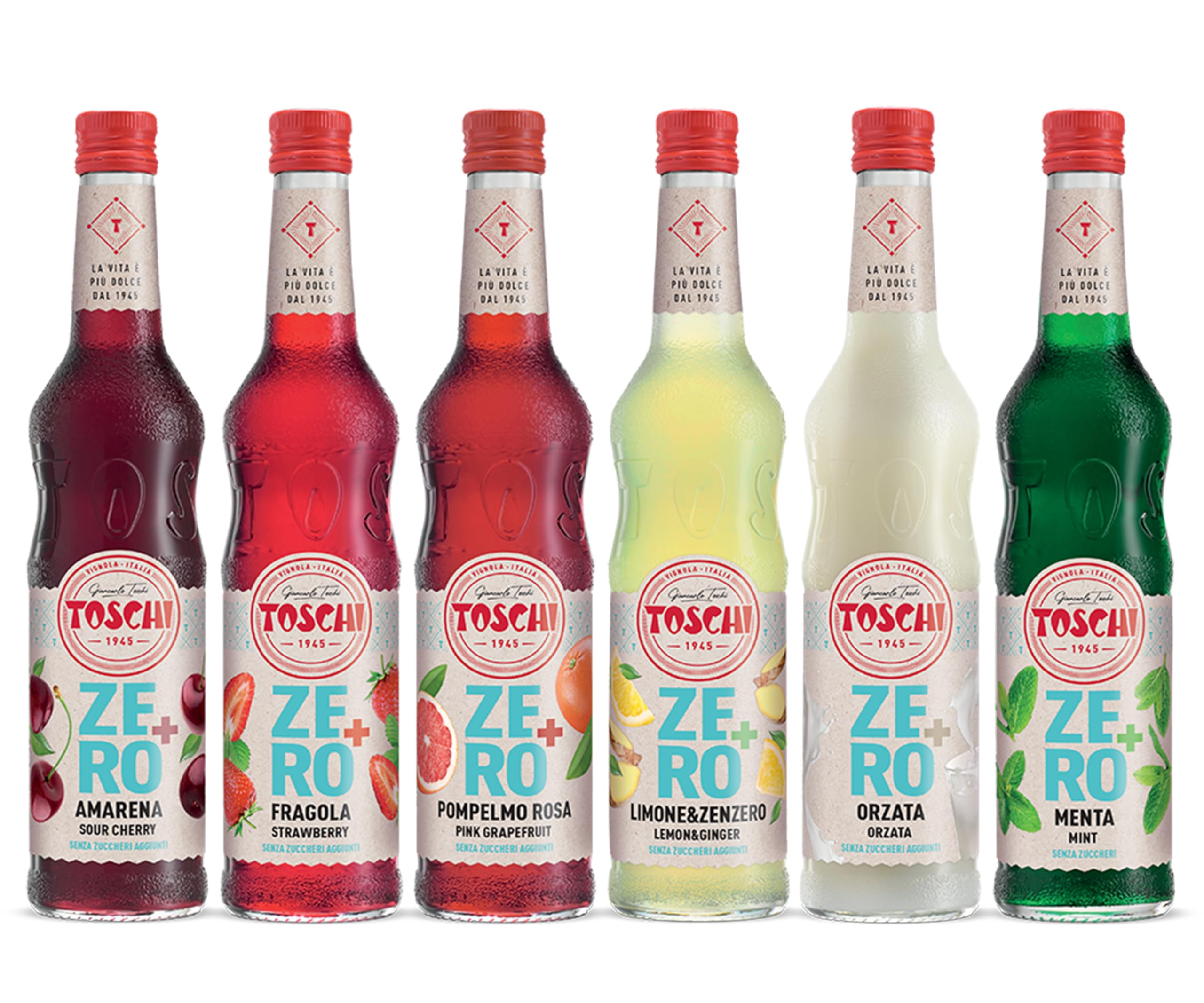 Drink Zero + 560 ml, Sciroppo senza Zucchero nei gusti: Amarena, Menta, Limone&Zenzero, Fragola, Pompelmo Rosa ed Orzata.