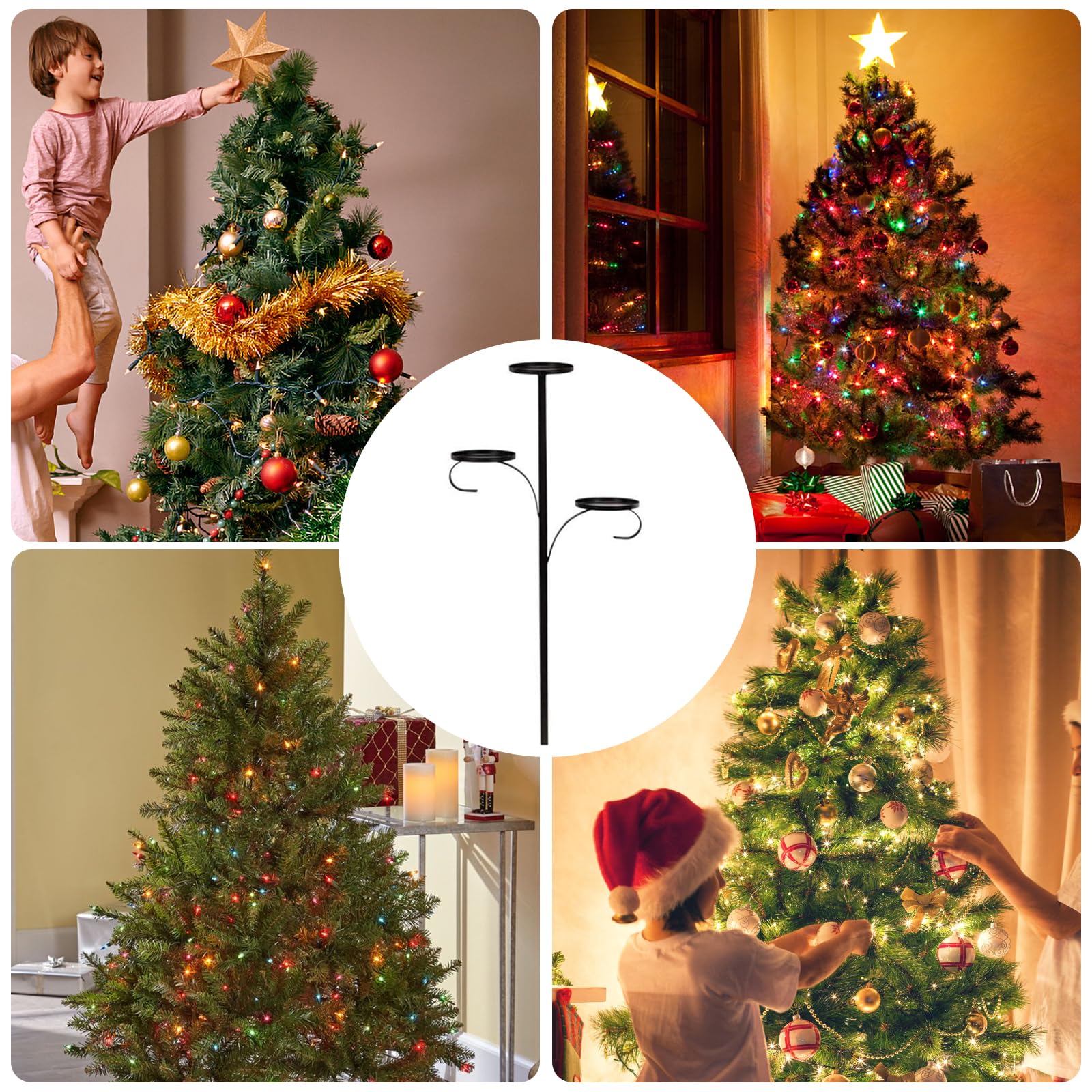 Bougeoir De Cime Pour Sapin De Noël - En Fer, 90 Cm, Décoration De Sommet D'arbre