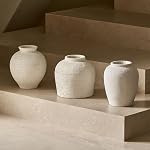 LB2 Vase en céramique blanche, 11.8" Tall Zen Style, Terra Cotta Vase de pitcher, Décor agricole dérangé, Fleur décorative potier pour décoration maison (A - blanc 11.8")