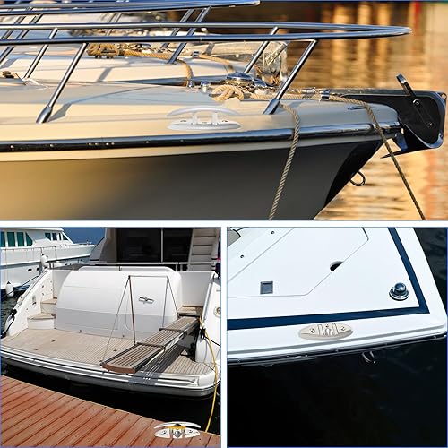 Miniatura 7 de Tacos plegables de acero inoxidable 316 de 5 y 6 pulgadas (2 tamaños), tacos de muelle de barco de grado marino con pernos de acero inoxidable y