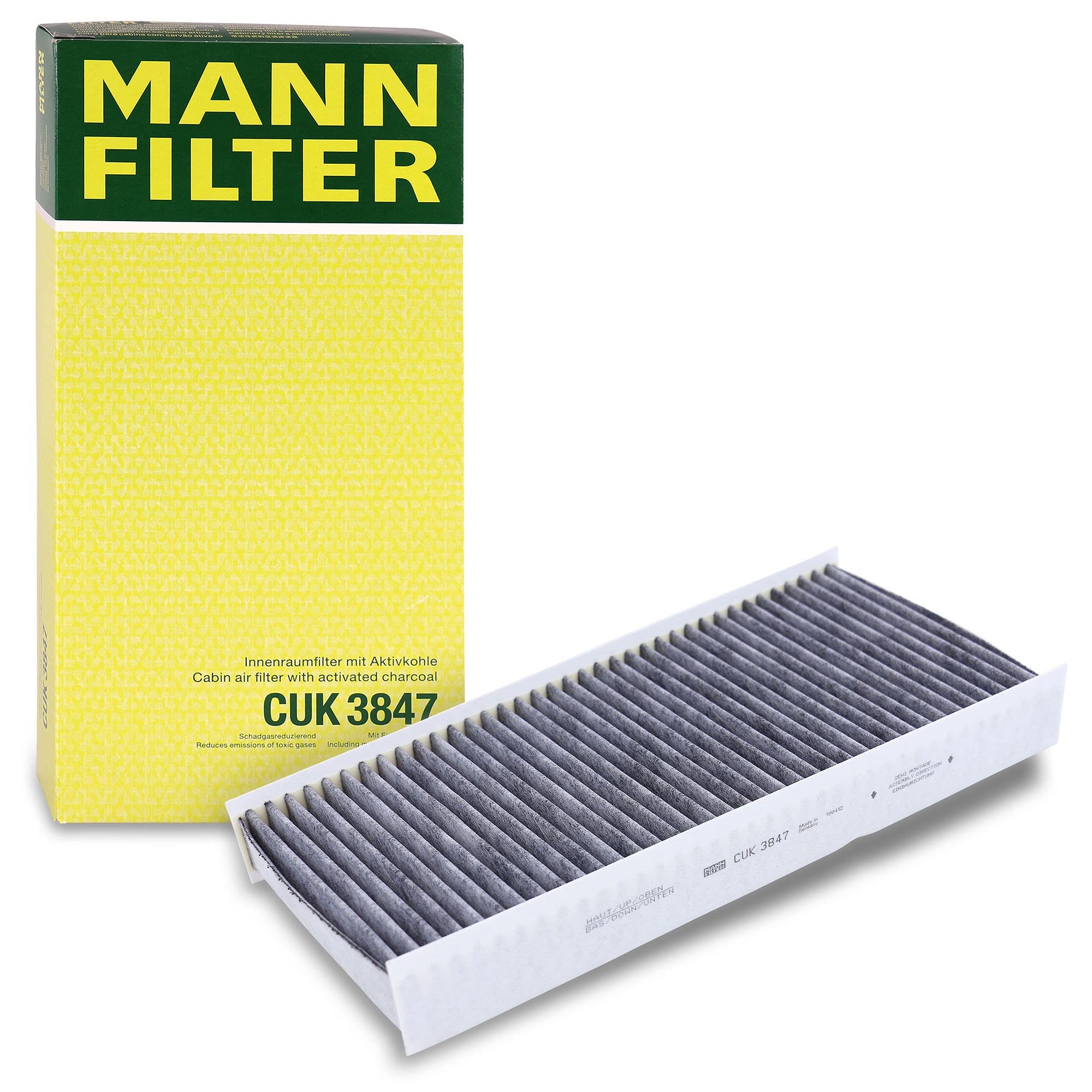 MANN-FILTER CUK 3847 Cabin Air Filter - Pollen Filter with Activated Carbon - for Cars + Transporters
