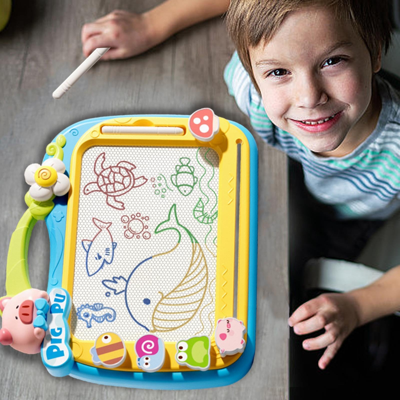 Tablero de Dibujo magnético para niños pequeños, Tablero magnético para garabatear - de Dibujo de Dibujos Animados - Juguetes educativos multifuncionales de Aprendizaje